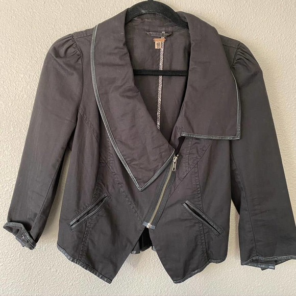 Free People Asymmetrical Zip Boho Cropped Jacket 8 - Picture 1 of 10